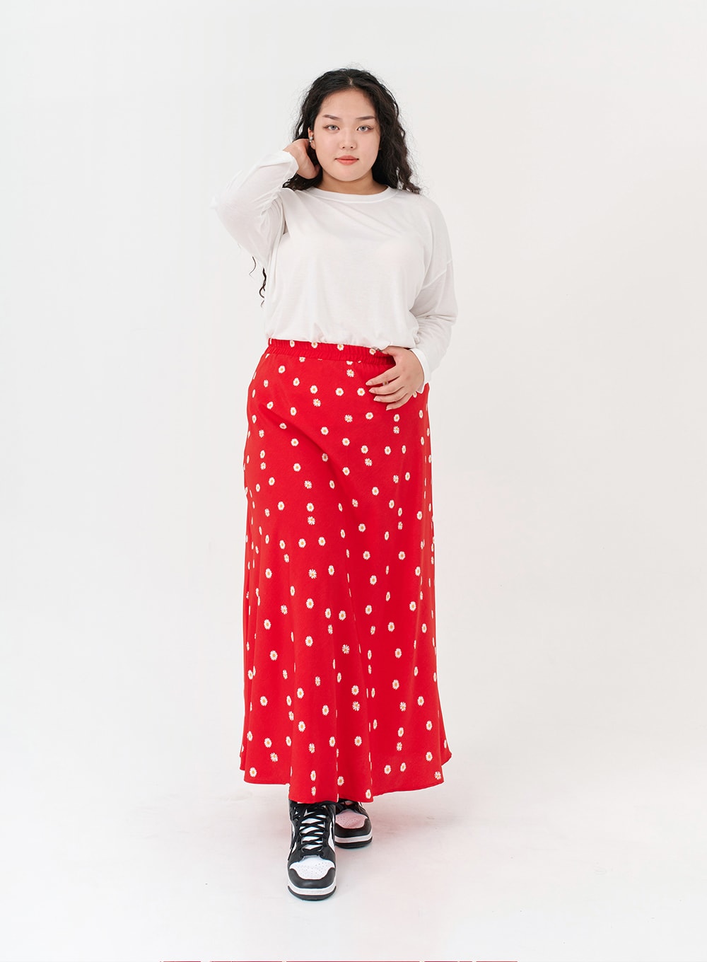 Plus Basic Span Round Neck Long Sleeve T-Shirt IG09