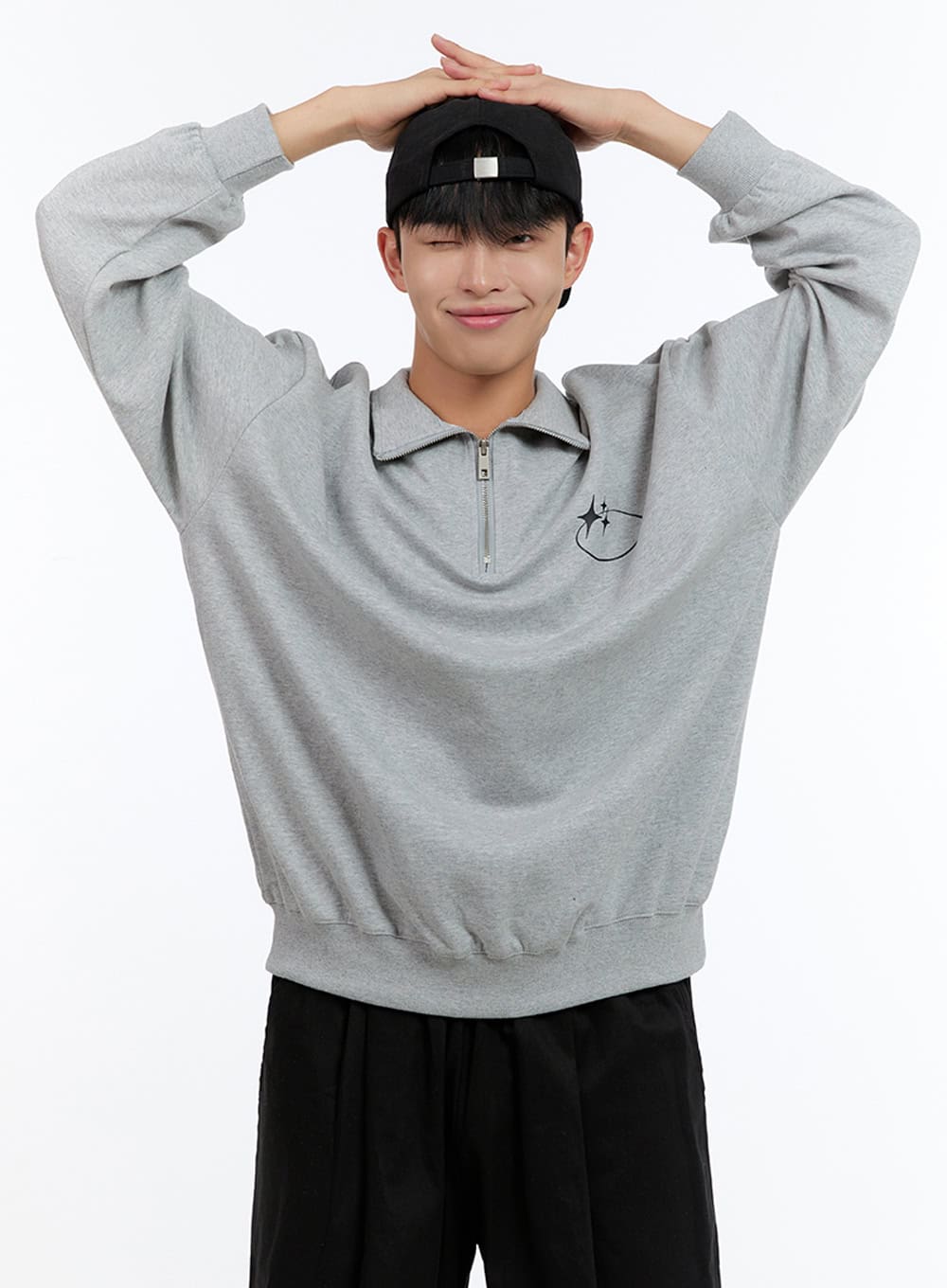 Men's Cozy Half Zip Sweatshirt  (Gray) IS412