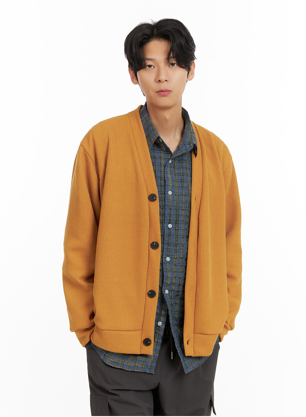 Men's V-Neck Buttoned Sweater IA402