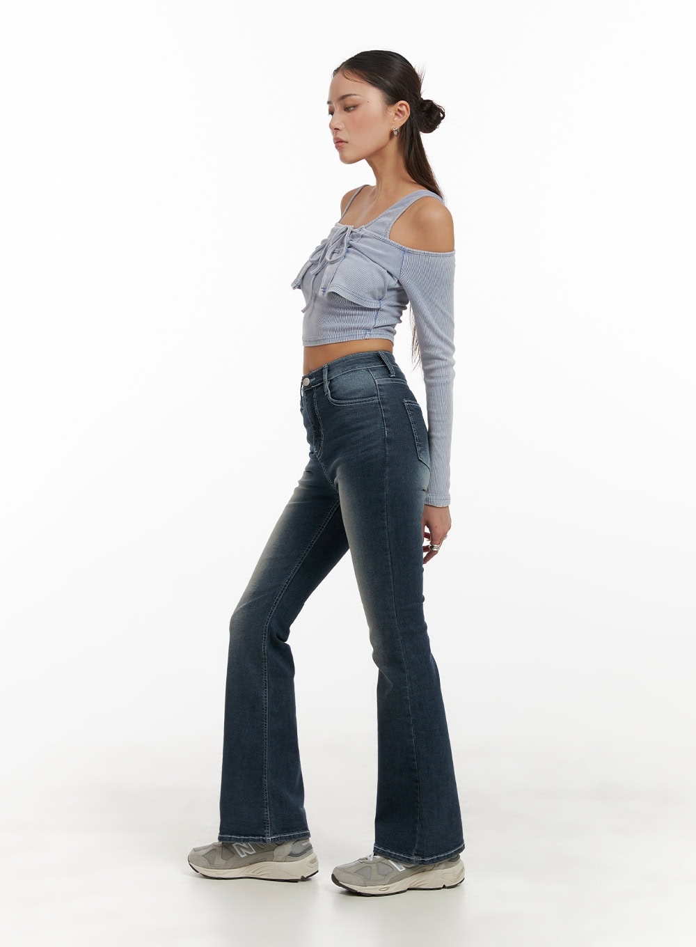 Washed Denim Slim Fit Bootcut Jeans CY402