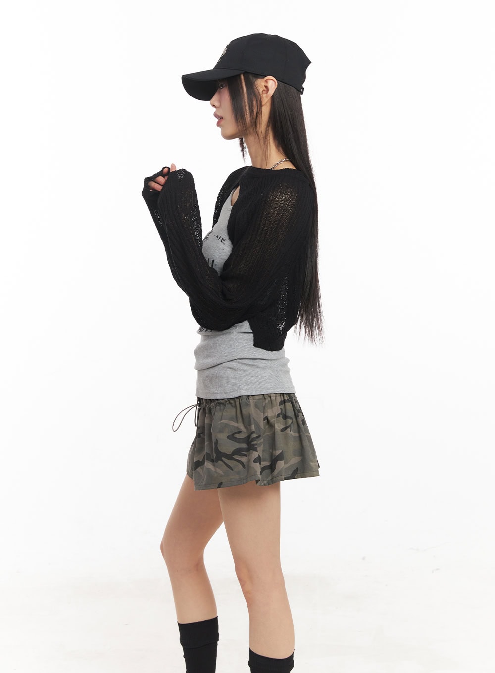 Knit Mesh Bolero Top CA522