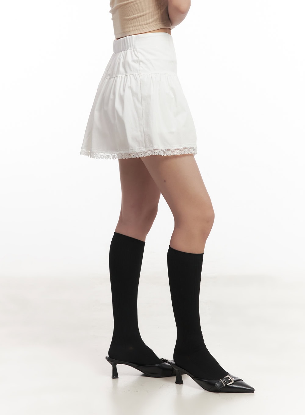 Shirred Lace Mini Skirt CM531