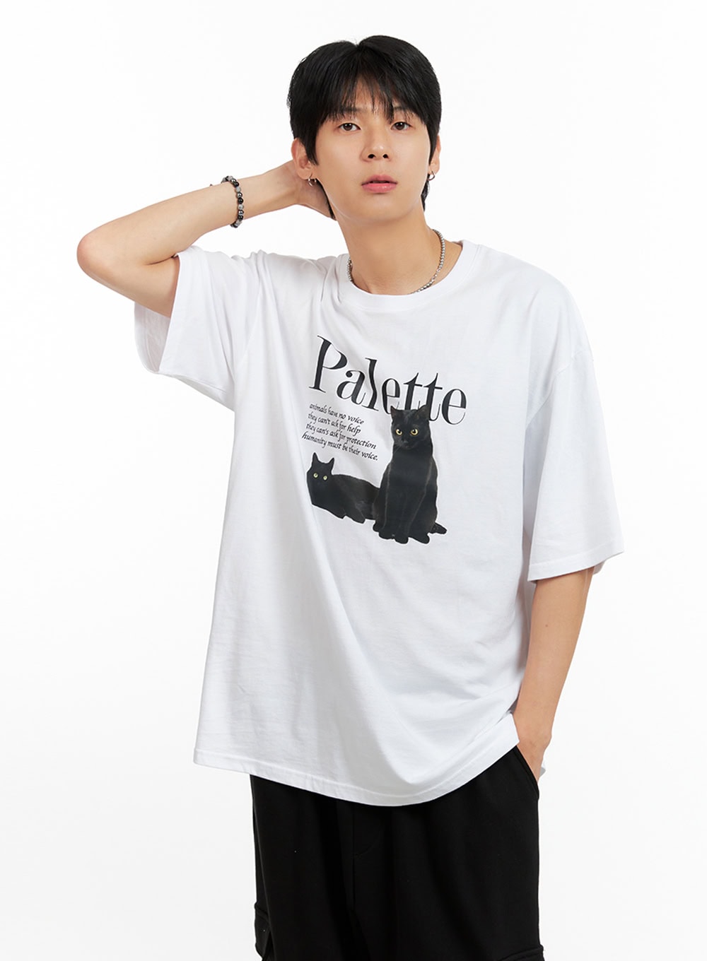 Men's Round Neck Graphic T-Shirt (White) IG402