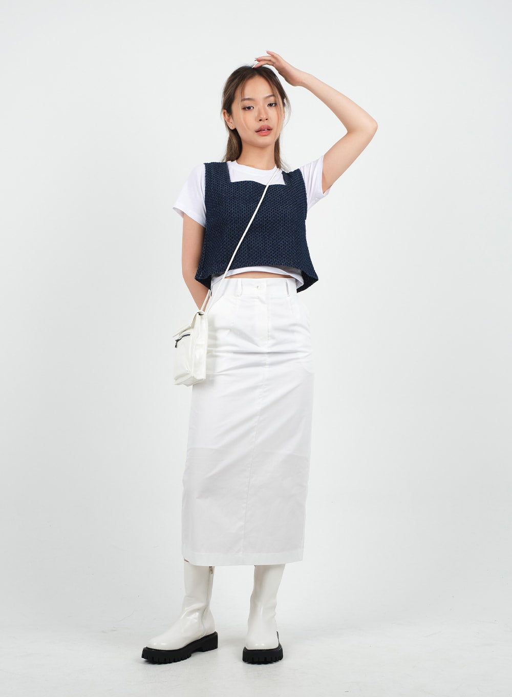 Sqaure Neck Cropped Denim Tank Top CA26