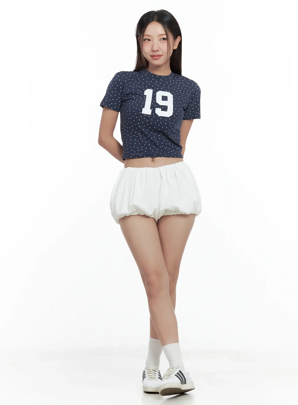 Polka Dot Graphic Crop Tee CL509