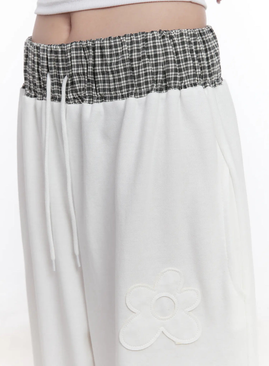 Plaid Waist Wide Leg Sweatpants CS530