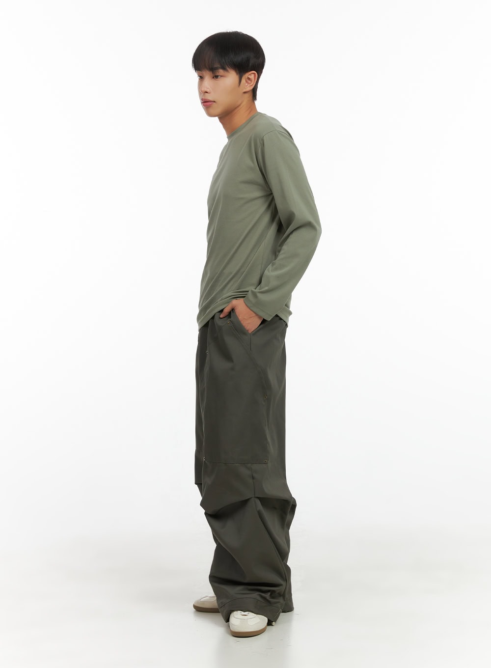 Wide-Fit Pintuck Cotton Pants CO410
