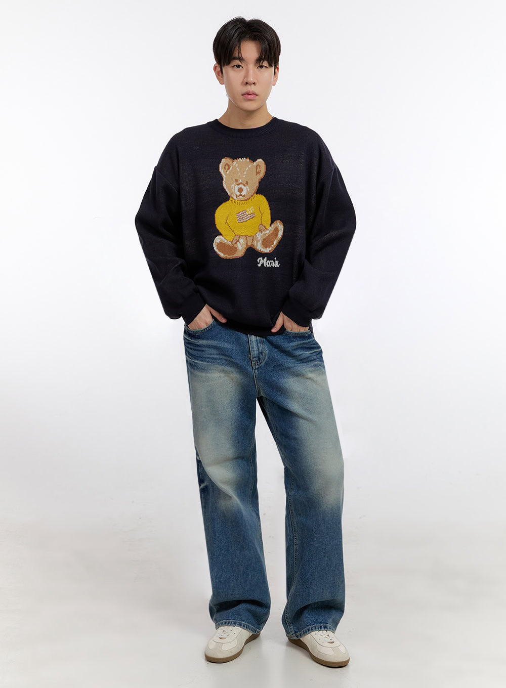 Men's Washed Straight-Leg Jeans IM525