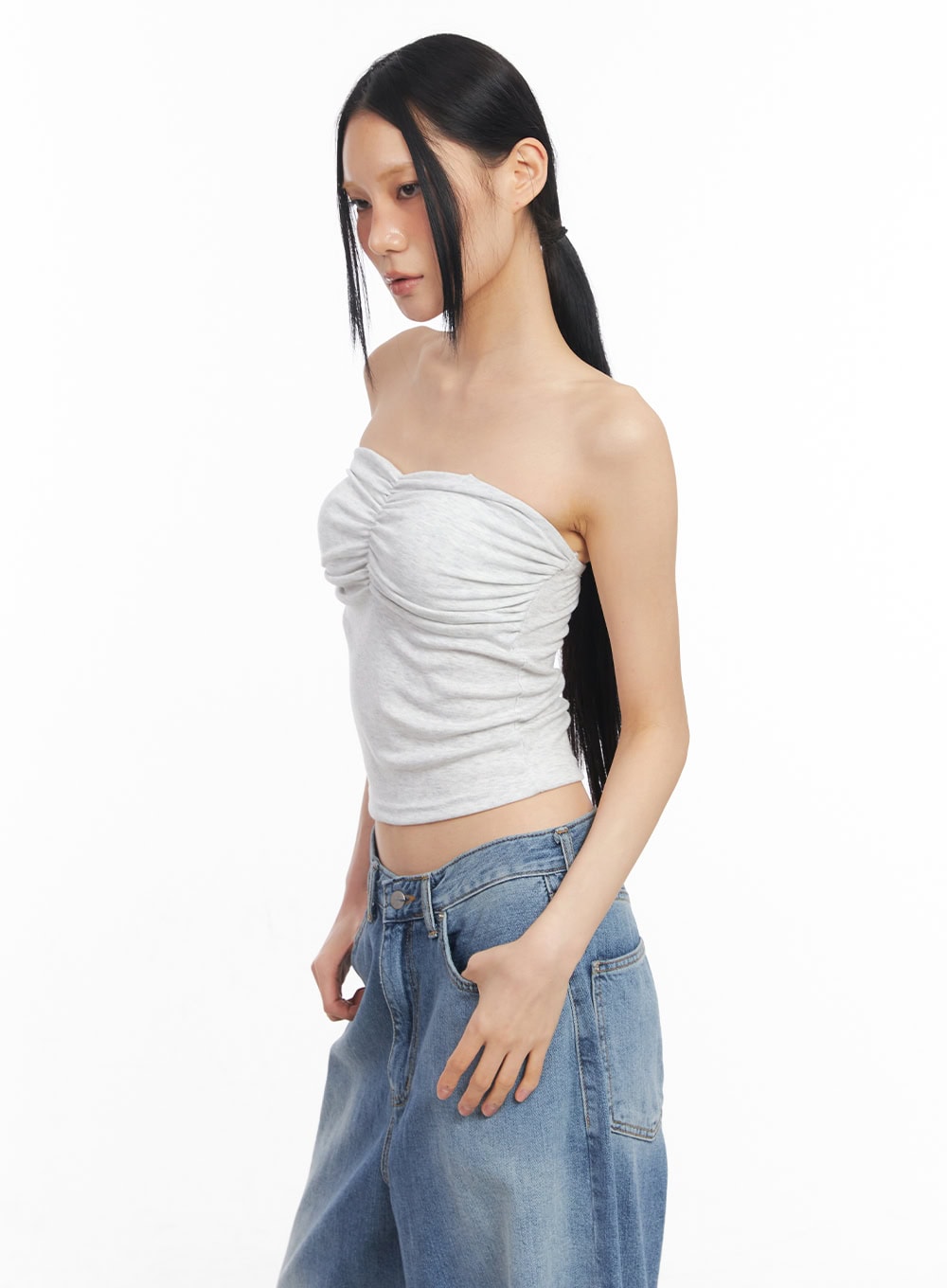 Shirring Padded Tube Top CY528
