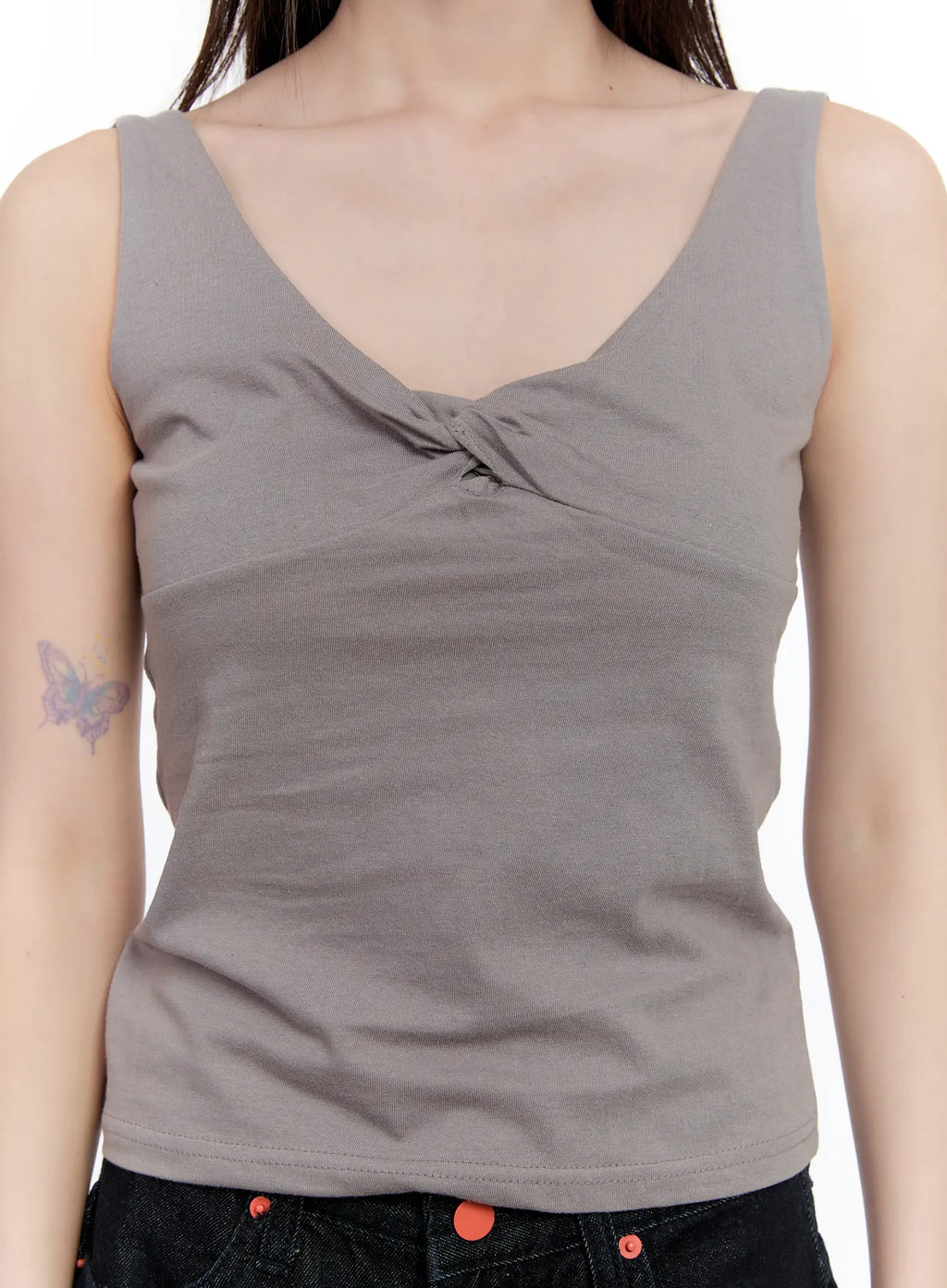 Twist Detail V-Neck Sleeveless Top CL504