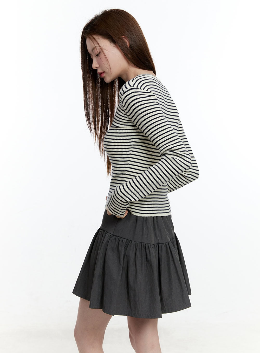 Striped Slim-Fit Long Sleeve Top CM521