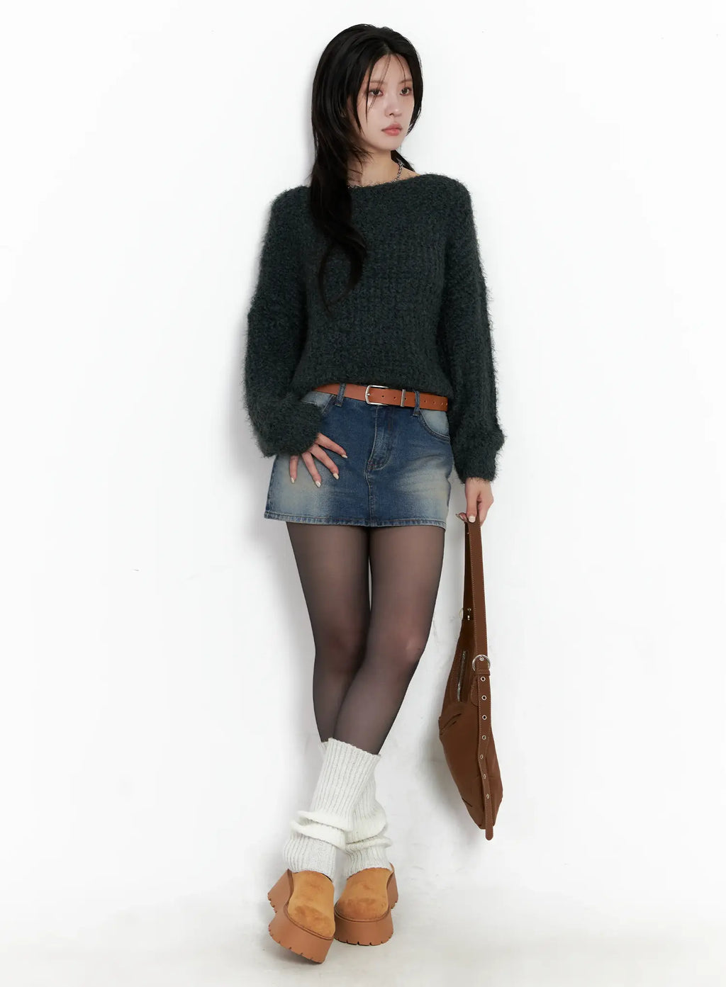 Washed Denim Pocket Mini Skirt CS510