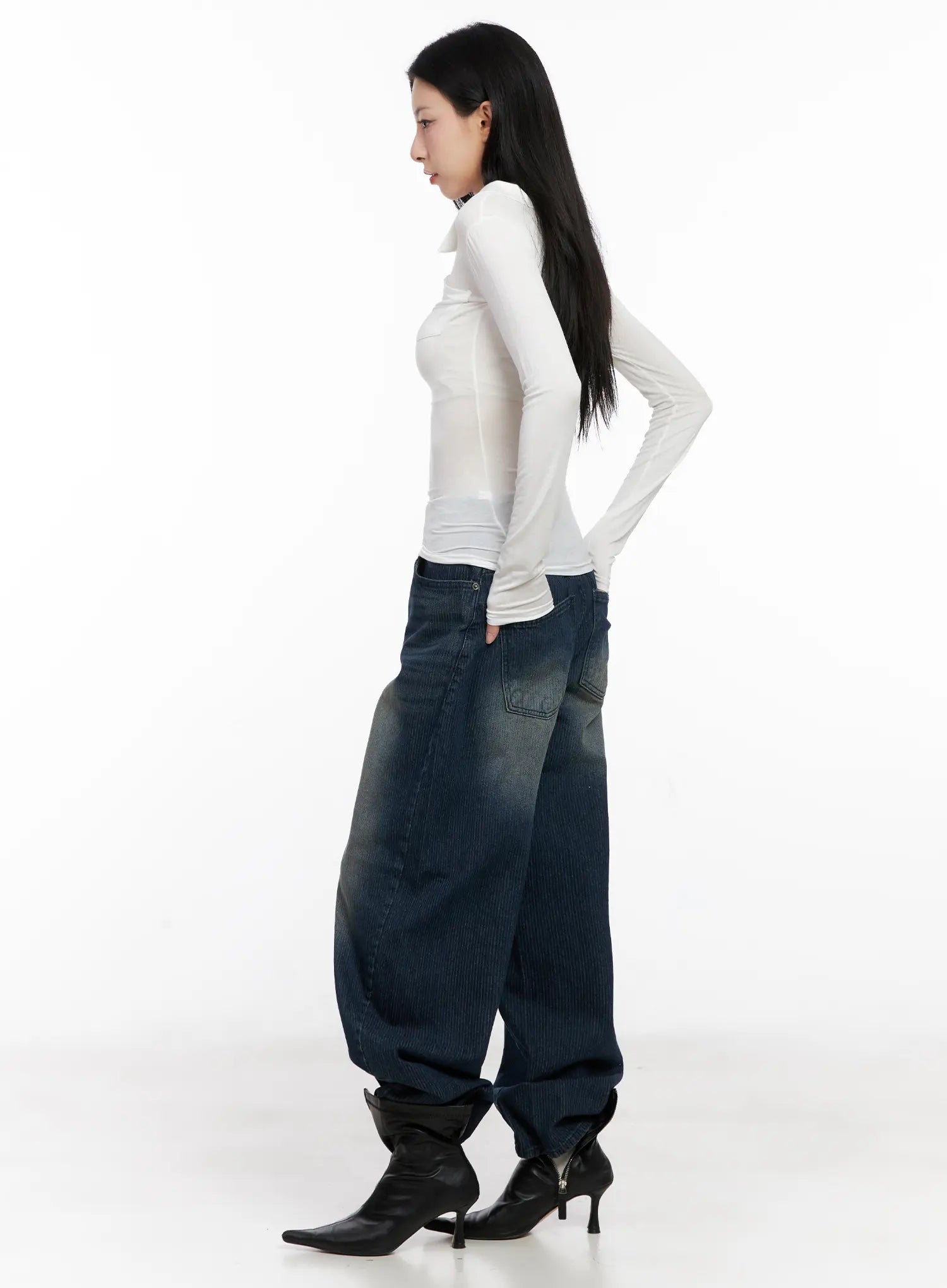 Asymmetrical Collar Slim Fit Long Sleeve Top CG526