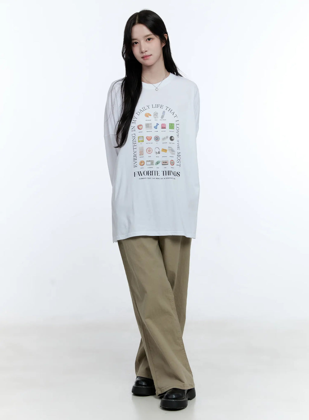 Oversized Graphic Print Long Sleeve Tee CG513