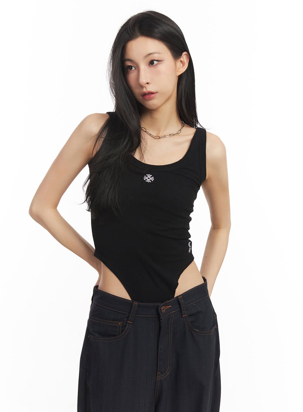 Embroidered Bodysuit Tank Top CA504