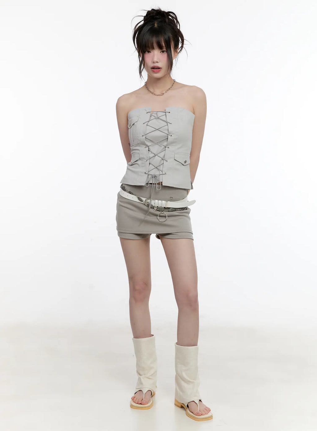 Lace-Up Strapless Corset Top CL507