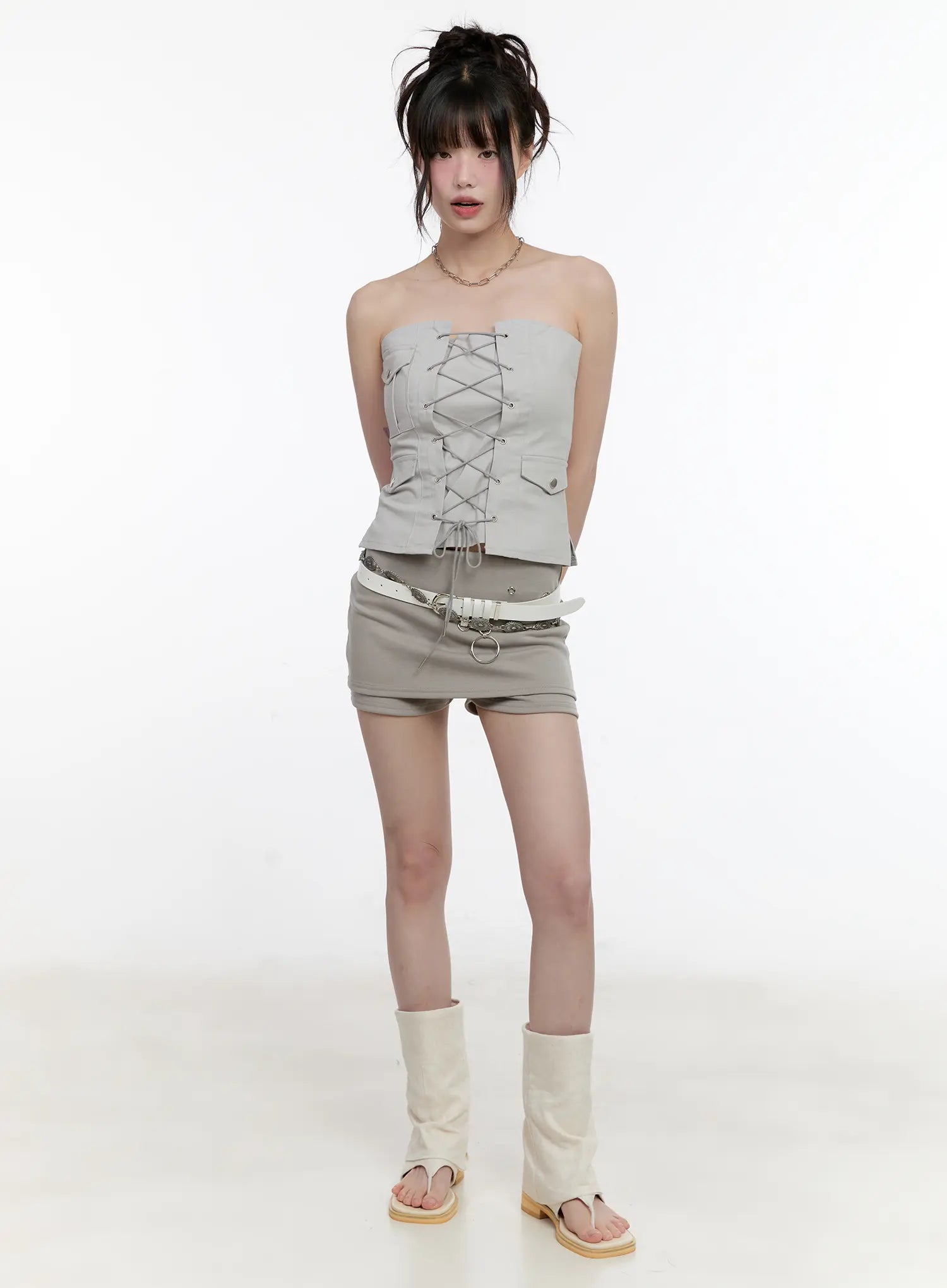 Lace-Up Strapless Corset Top CL507