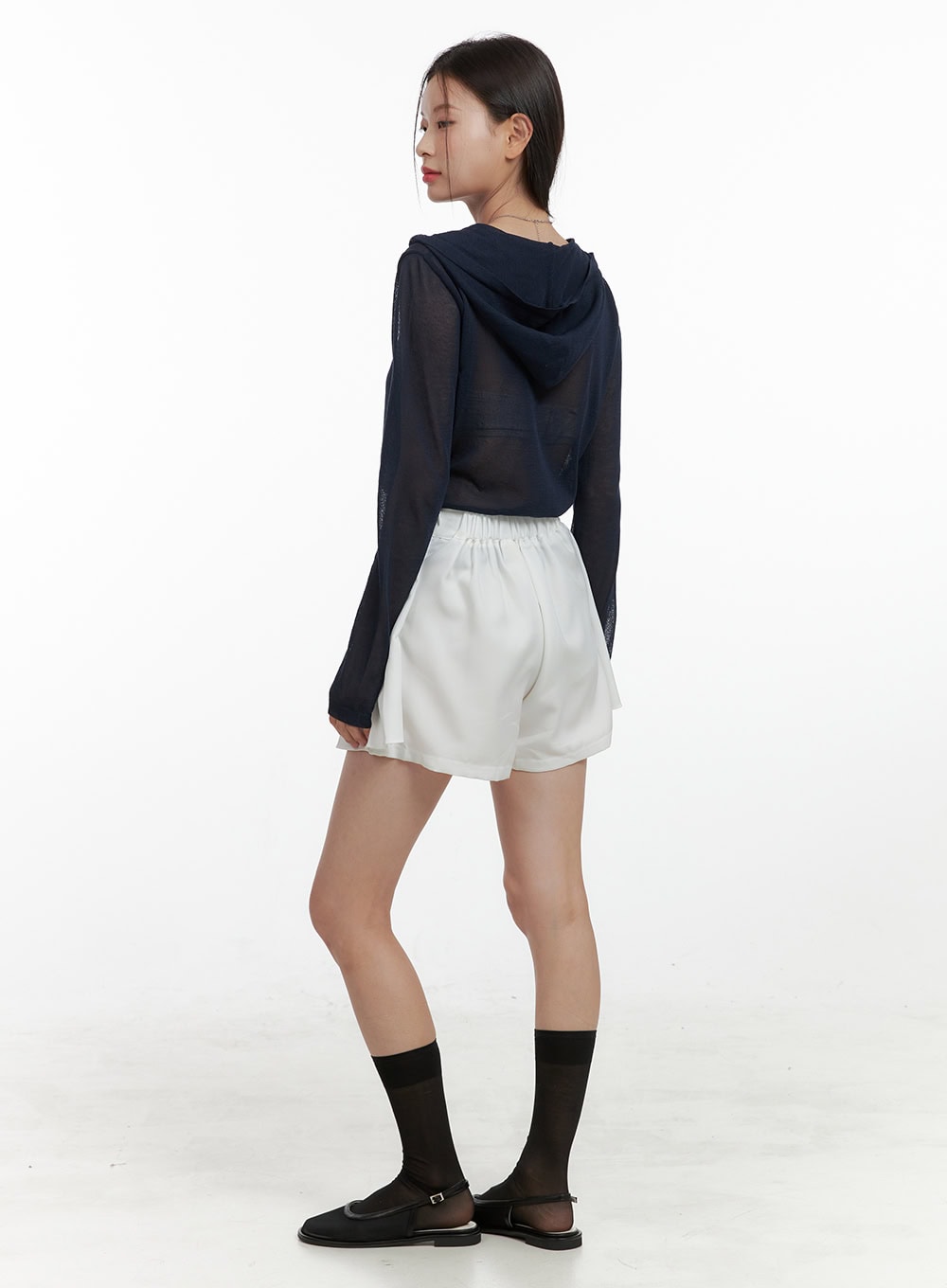 Sheer Button Hooded Cardigan OL411