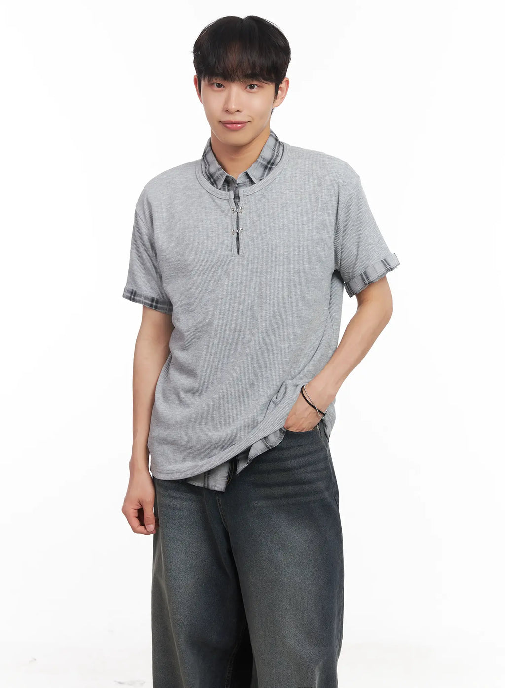 Men's Henley Neck Short-Sleeve Tee IU519