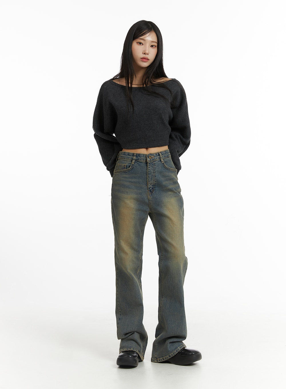 Washed Slim Fit Bootcut Jeans CJ431