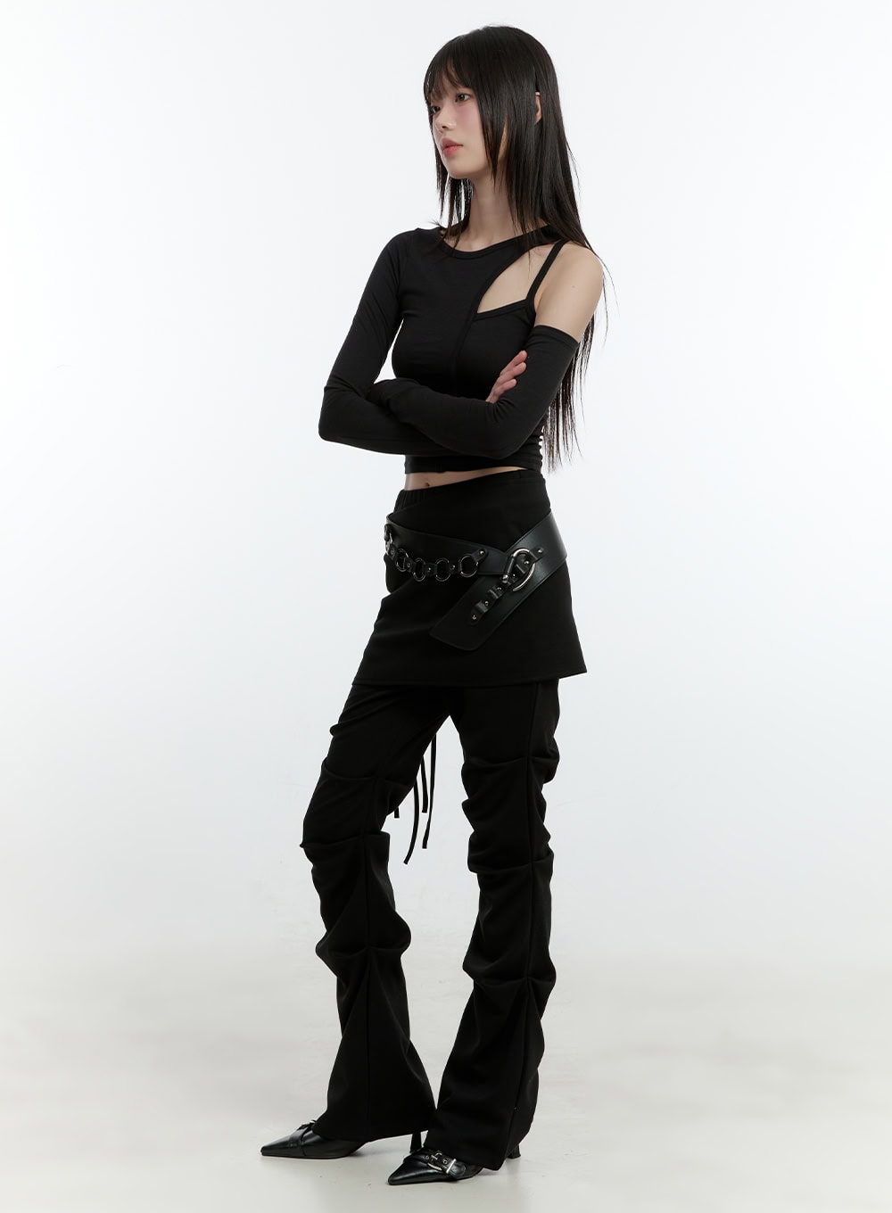 One-Shoulder Cutout Crop Top CF507