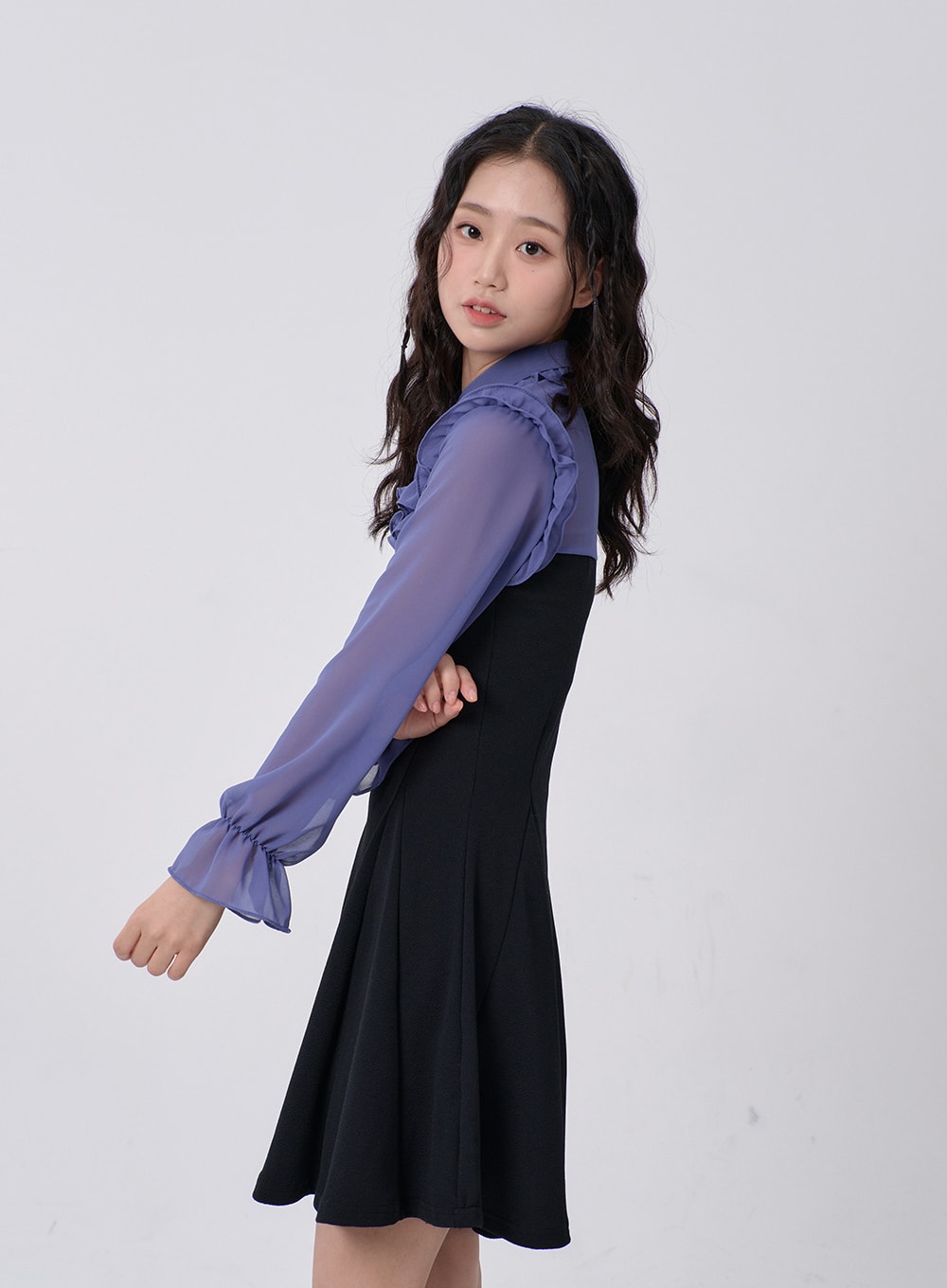 Mini Dress with Frill and Ribbon Detail BD16