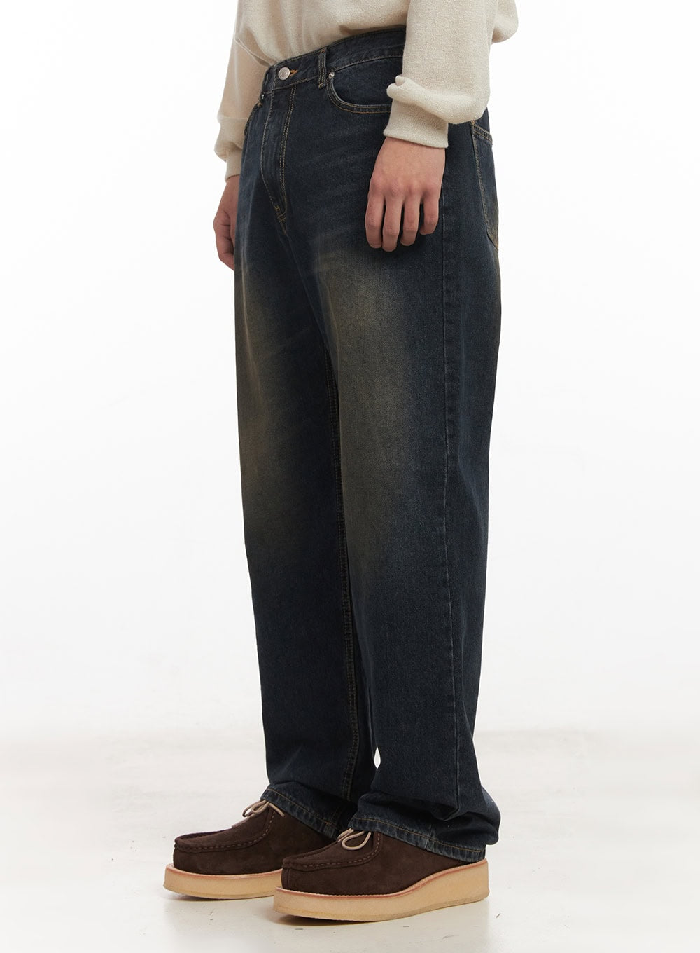 Men's Vintage Washed Wide-Leg Jeans IM527