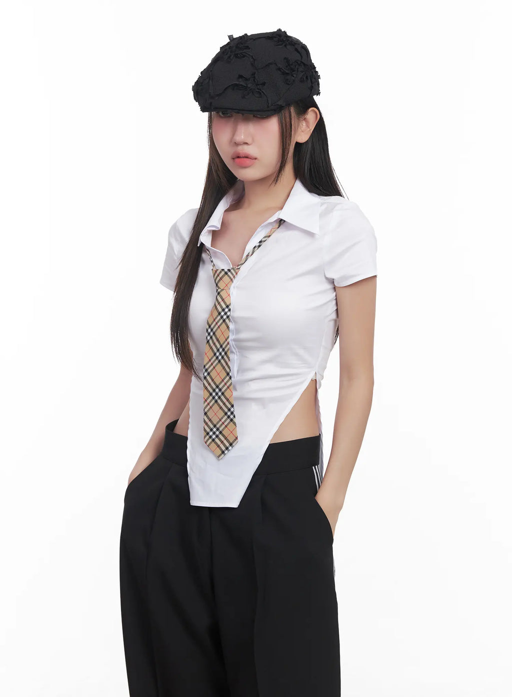 Buttoned Collar Short-Sleeve Shirt CU517