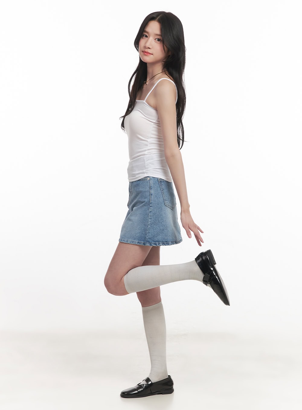 Washed Stitched Denim Mini Skirt CA511