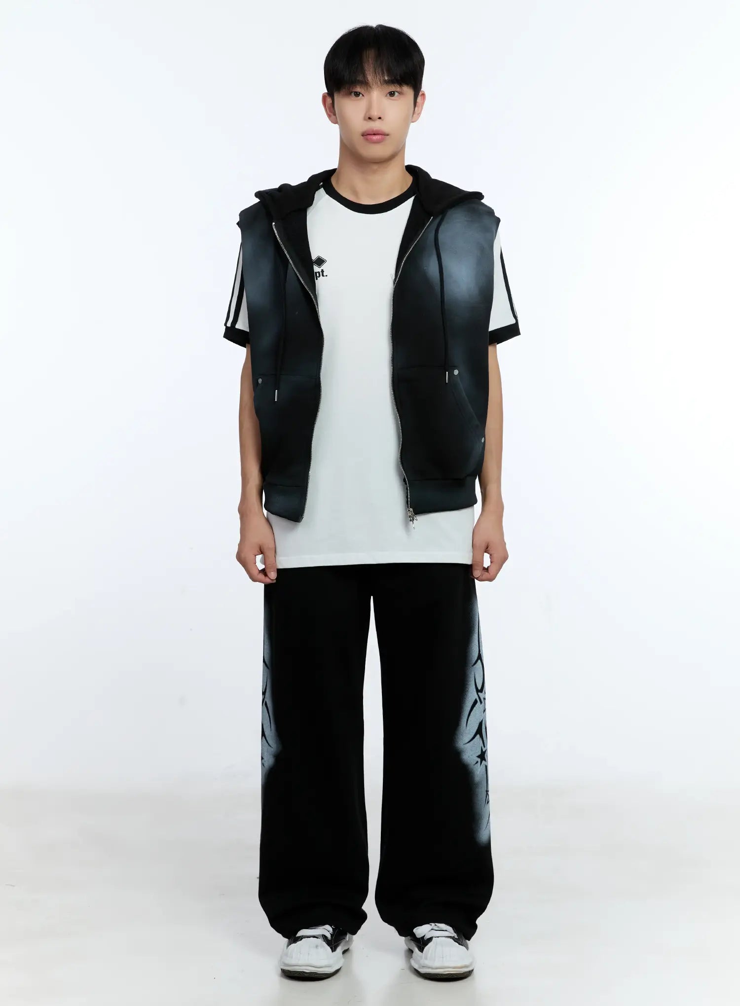 Men's Grunge Tie-Dye Sleeveless Hoodie IG515