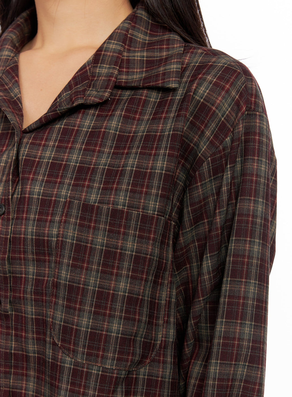 Oversized Plaid Long Sleeve Shirt CO515