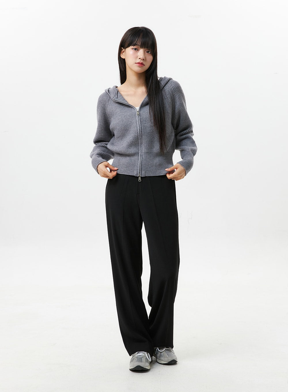 Hoodie Zip-Up Knit Sweater OS305