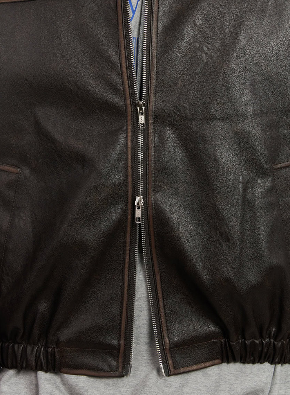 Men's Vintage Faux-Leather Collared Jacket IA510