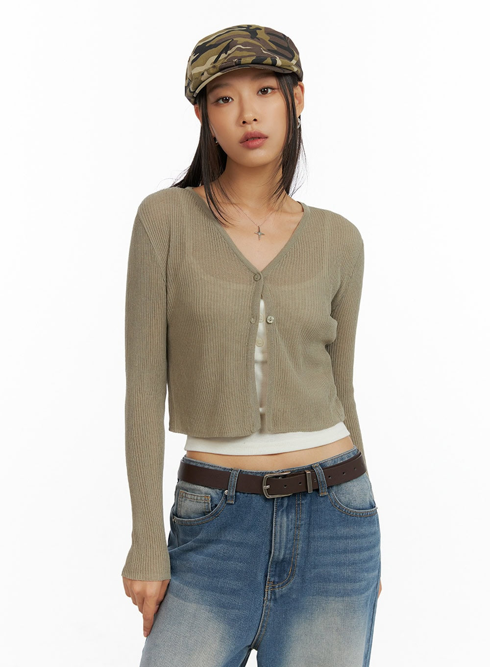 Sheer Buttoned Cardigan IL409