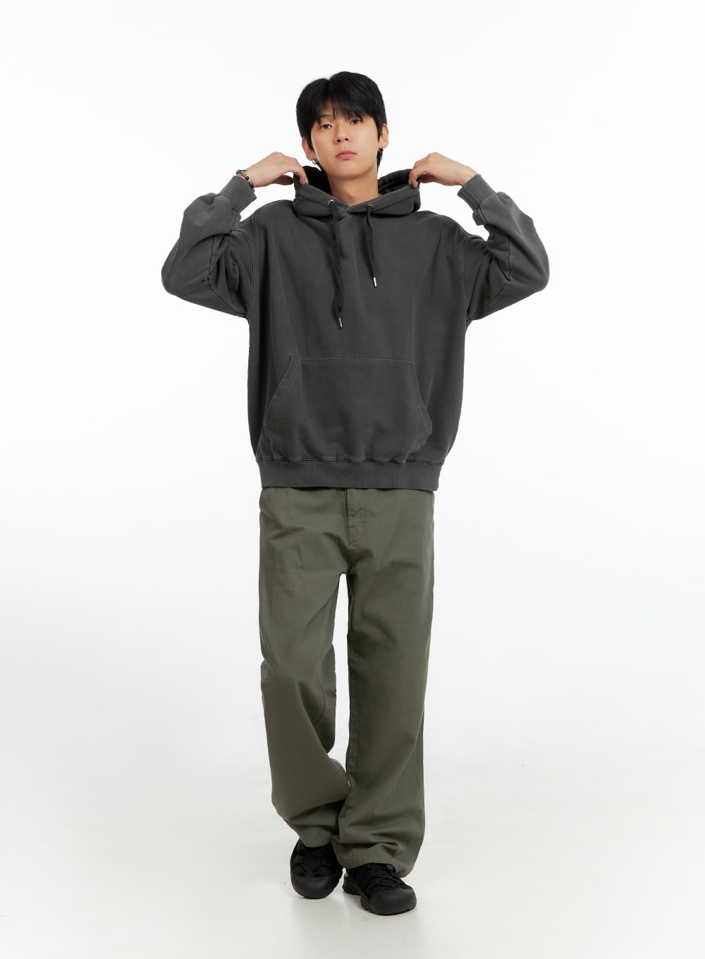 Men's Wide Fit Cotton Pants (Dark Green) IG402