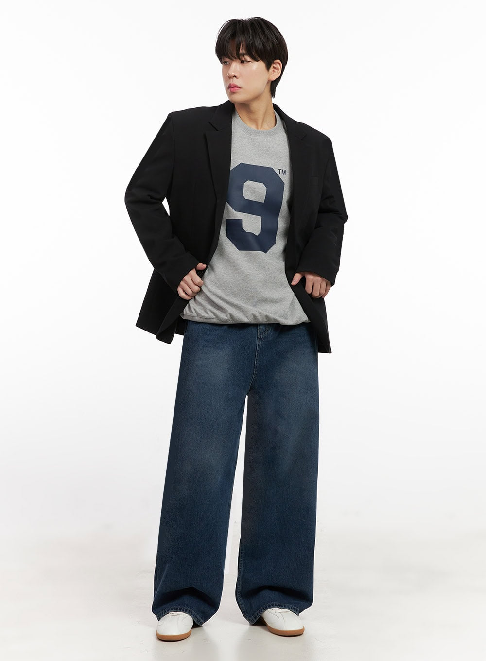 Men's Washed Wide-Fit Denim Jeans IJ517