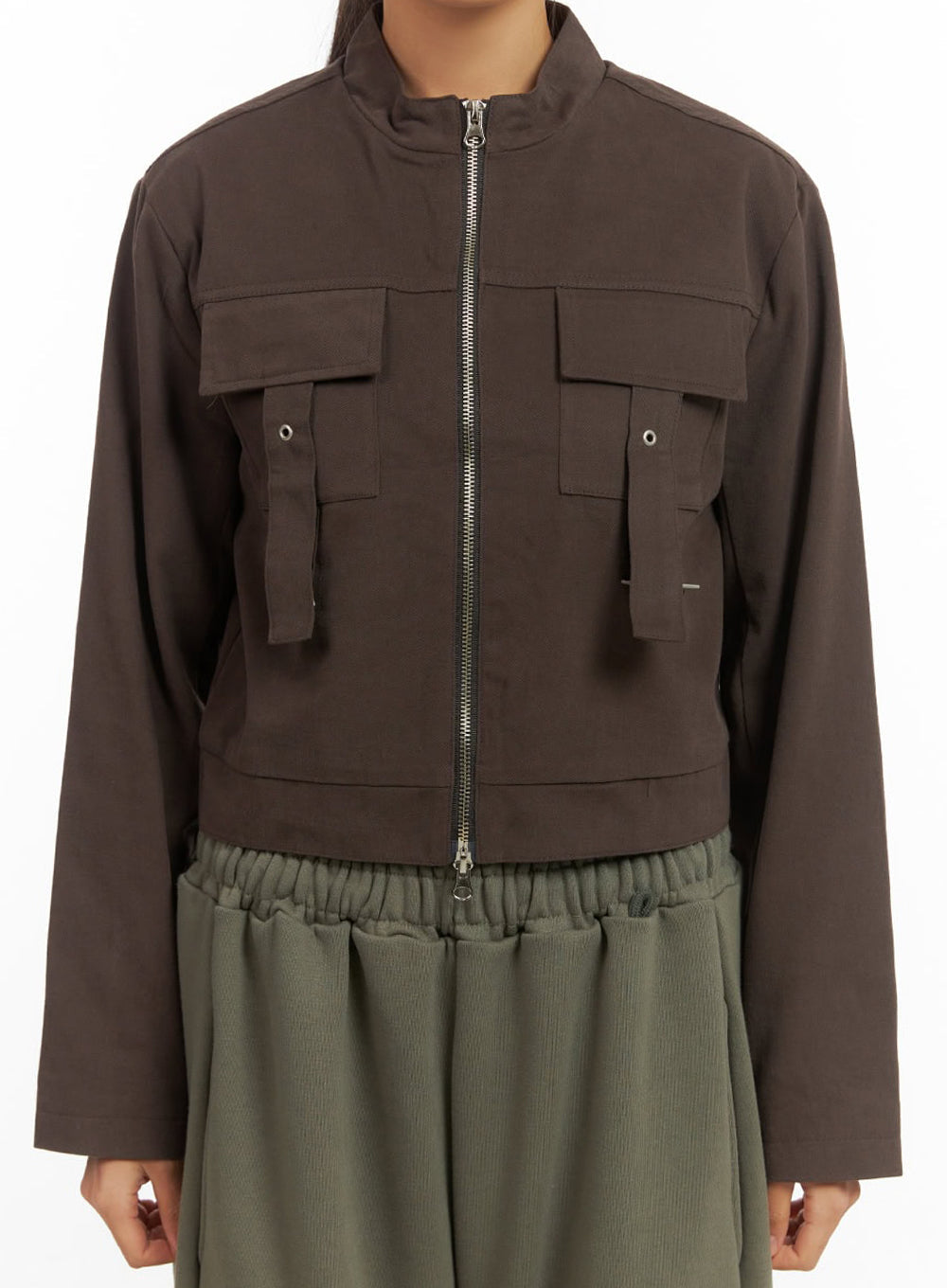 Fit Cotton Zip-Up Solid Jacket IO409