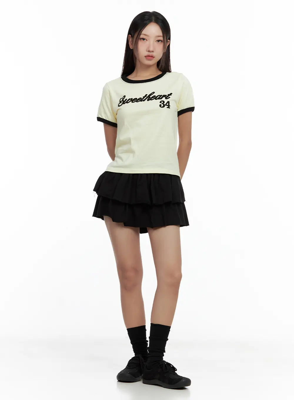 Contrast Text Cropped Tee CL508