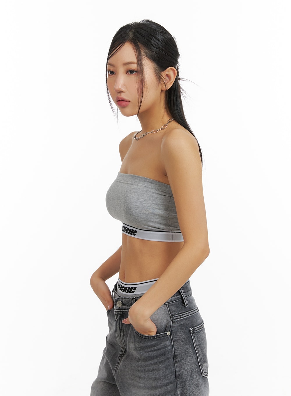 Contrasting Banding Tube Top CM411