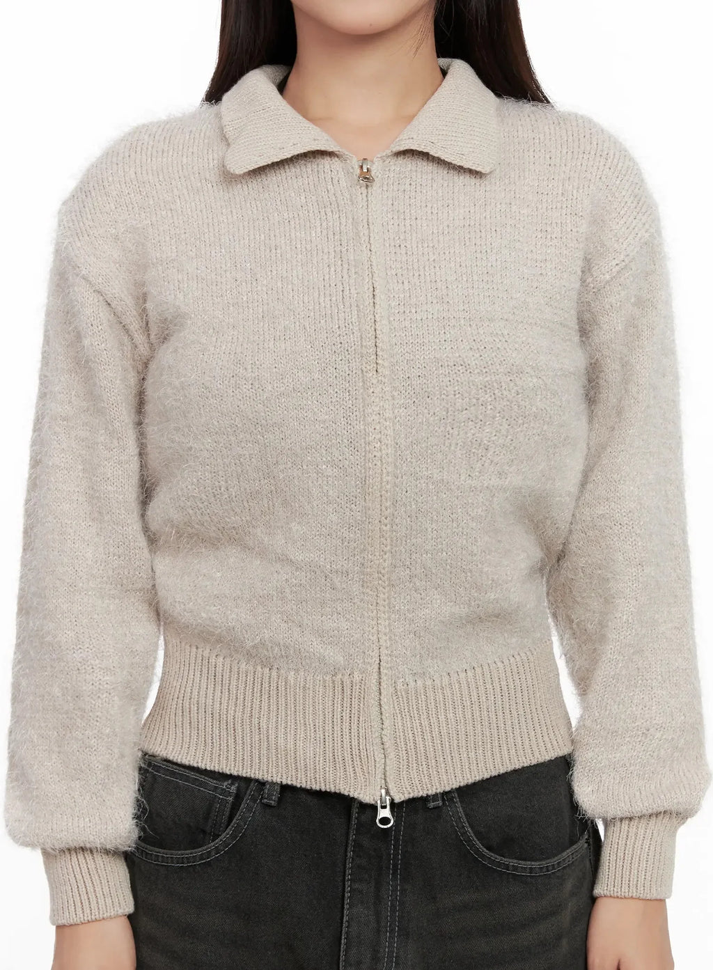 High Neck Zip Up Sweater IG527