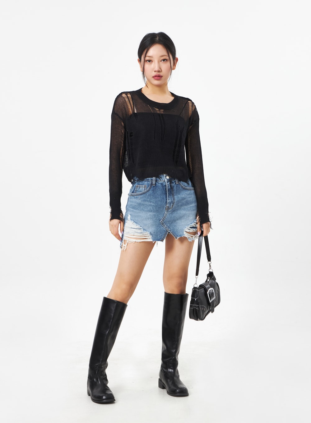 Crewneck Ripped Sweater CA307