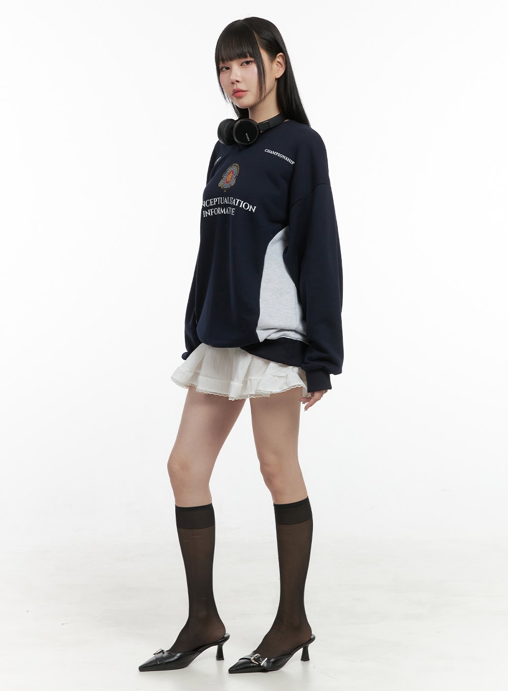 Graphic Lettering Crew Neck Sweatshirt OS410