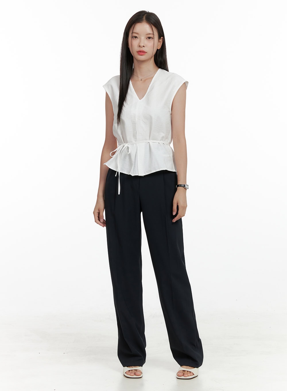 Pintuck Straight Tailored Pants OL411