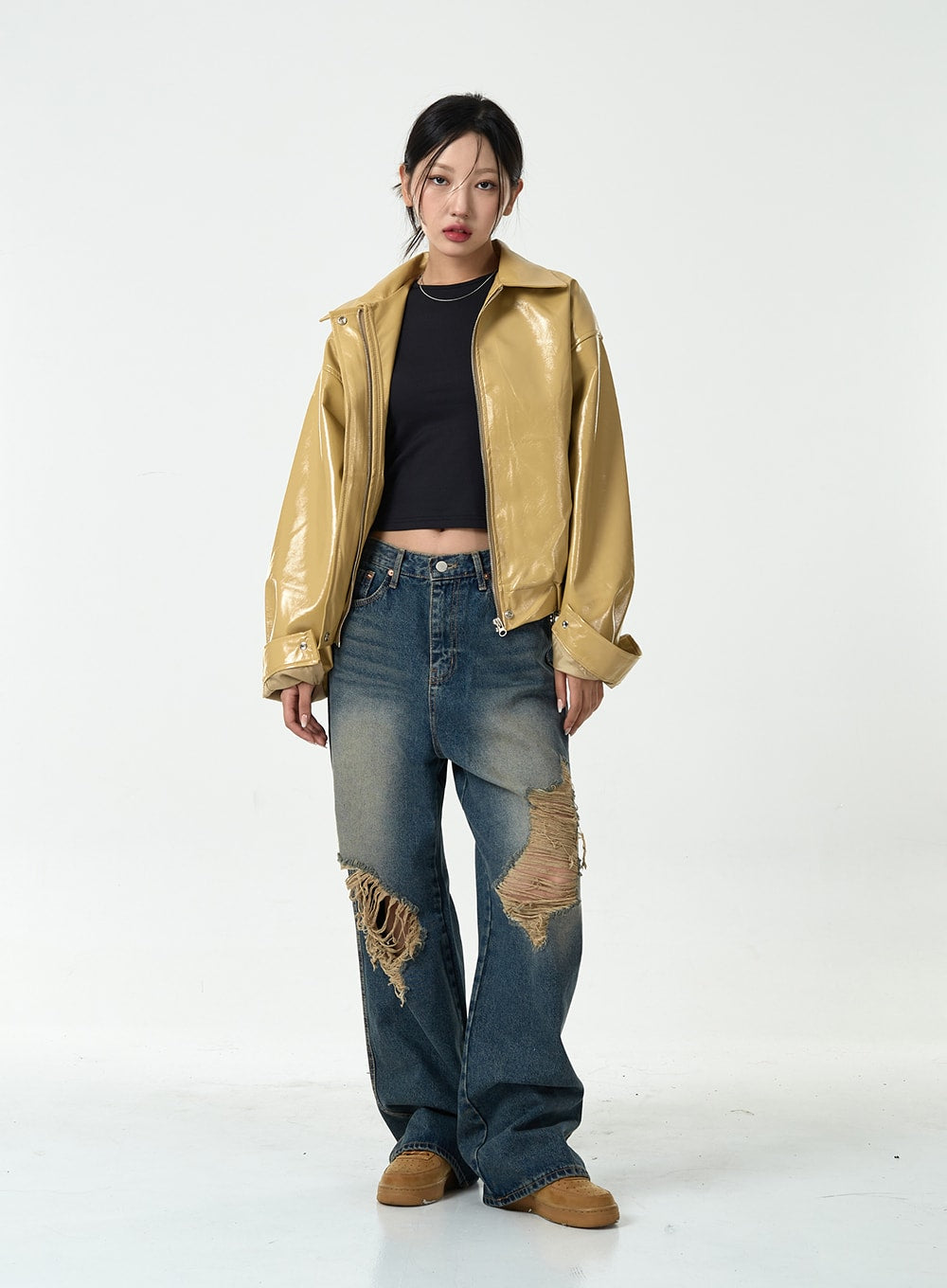 Ripped Wide Denim Pants CG10