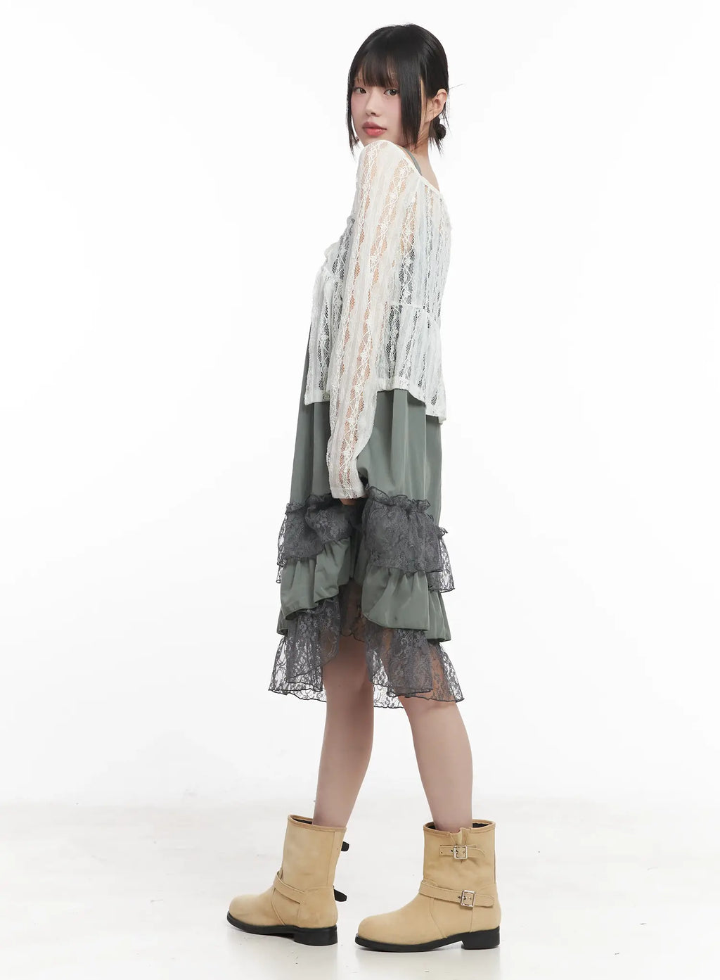 Sheer Lace Ribbon Cardigan CU518