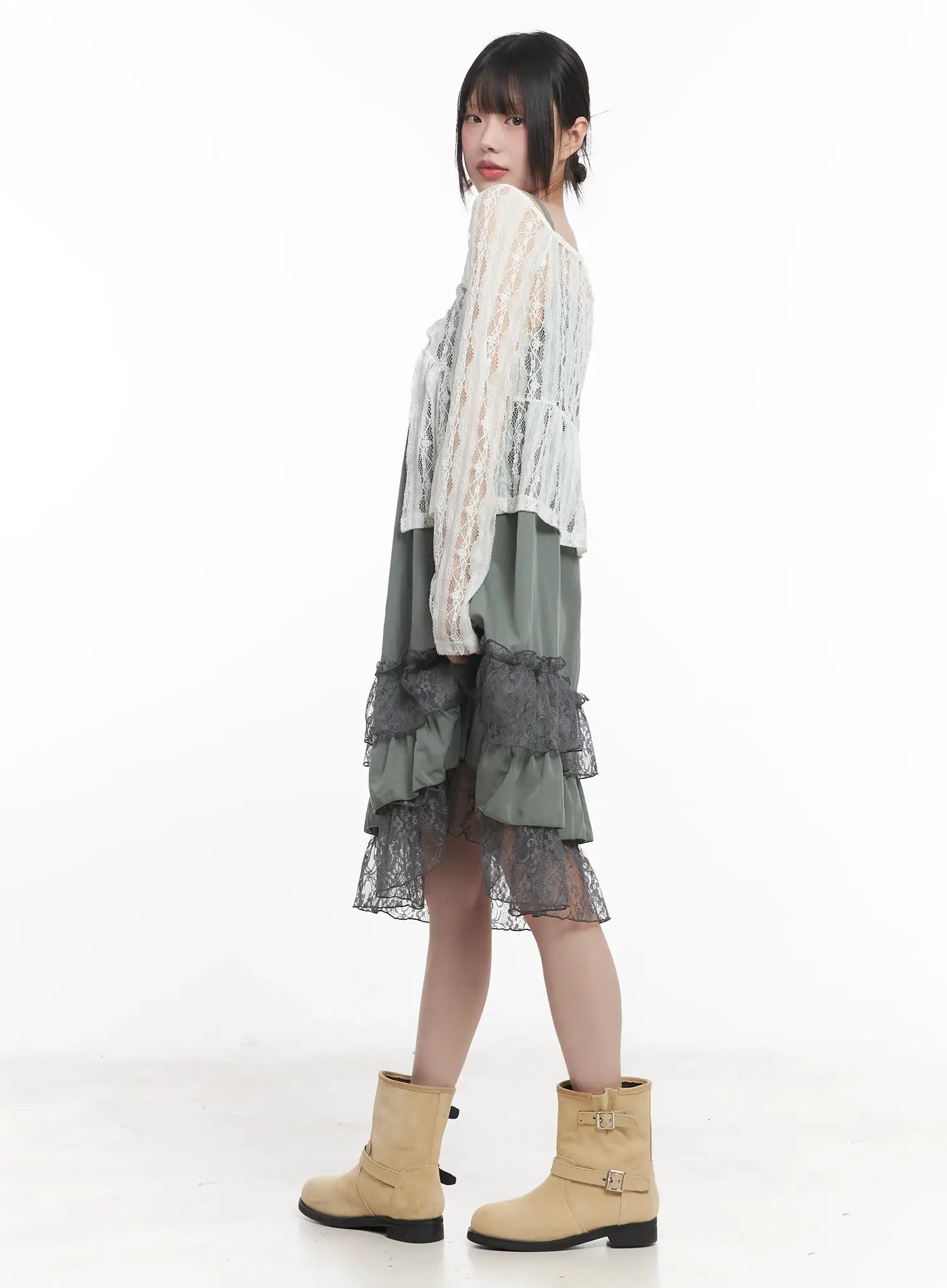 Sheer Lace Ribbon Cardigan CU518