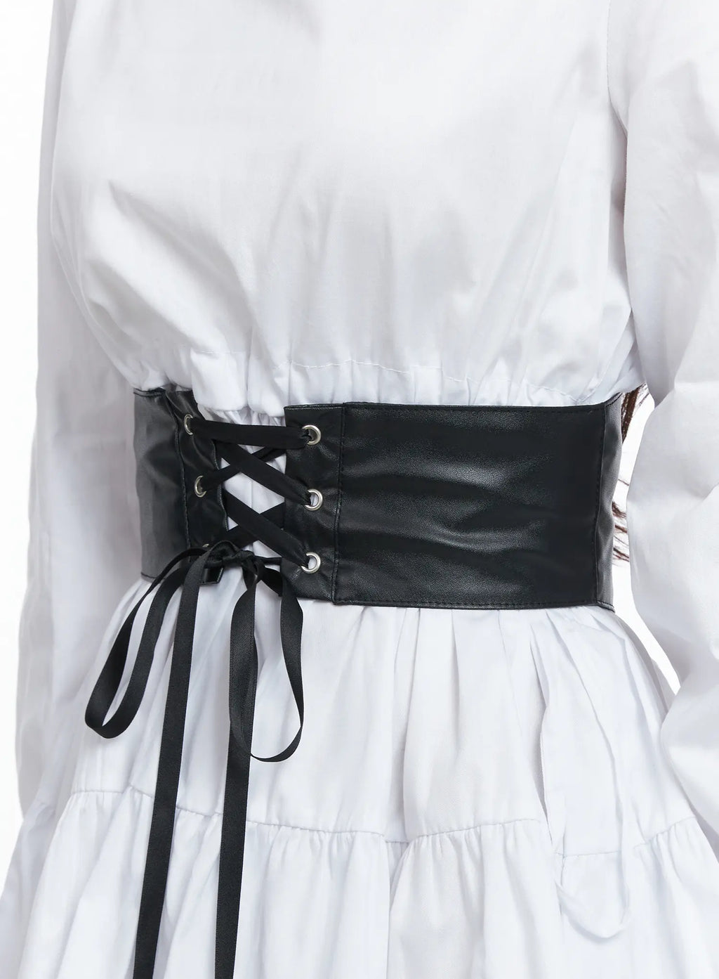 Vegan Leather Lace-Up Corset Belt Top CS503