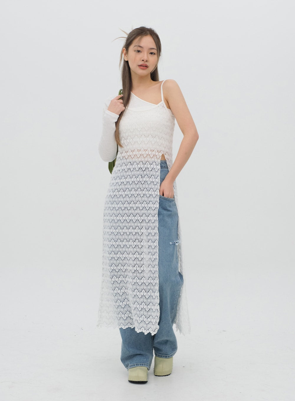 Torn Wide Leg Jeans C1002