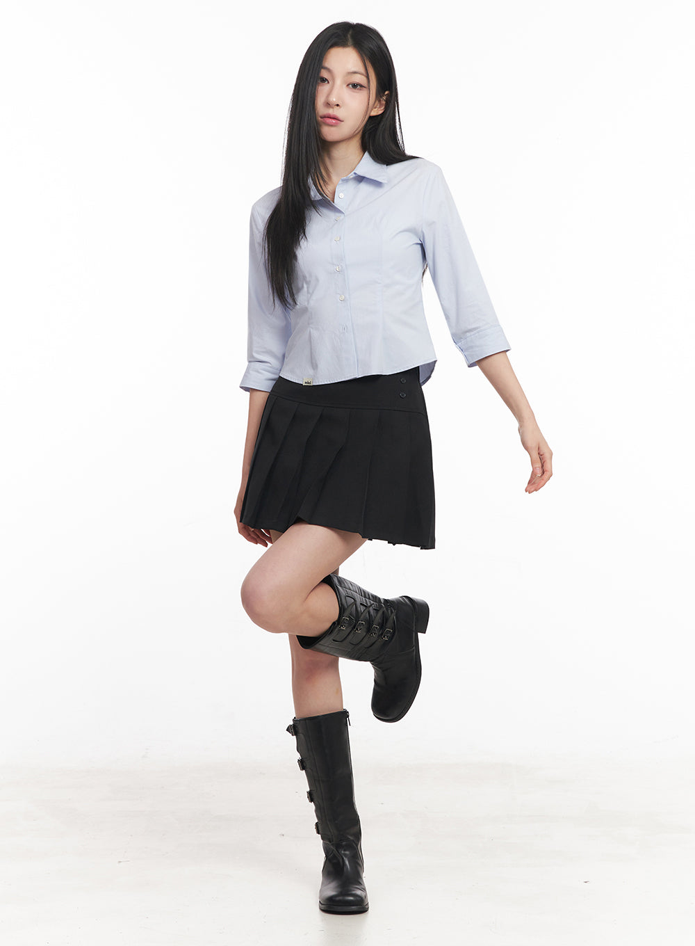 Half-Sleeve Slim-Fit Collared Shirt IY516