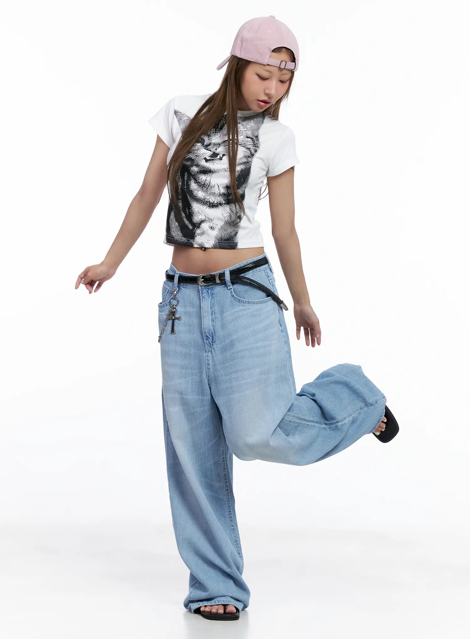 Hyoyeon Washed Balloon Wide-Leg Summer Denim Jeans CL510